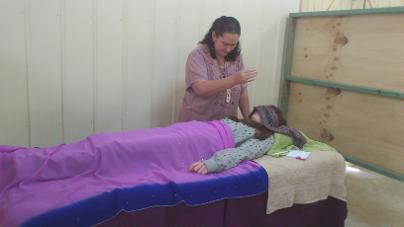 Checking chakras at the Kingaroy Expo 